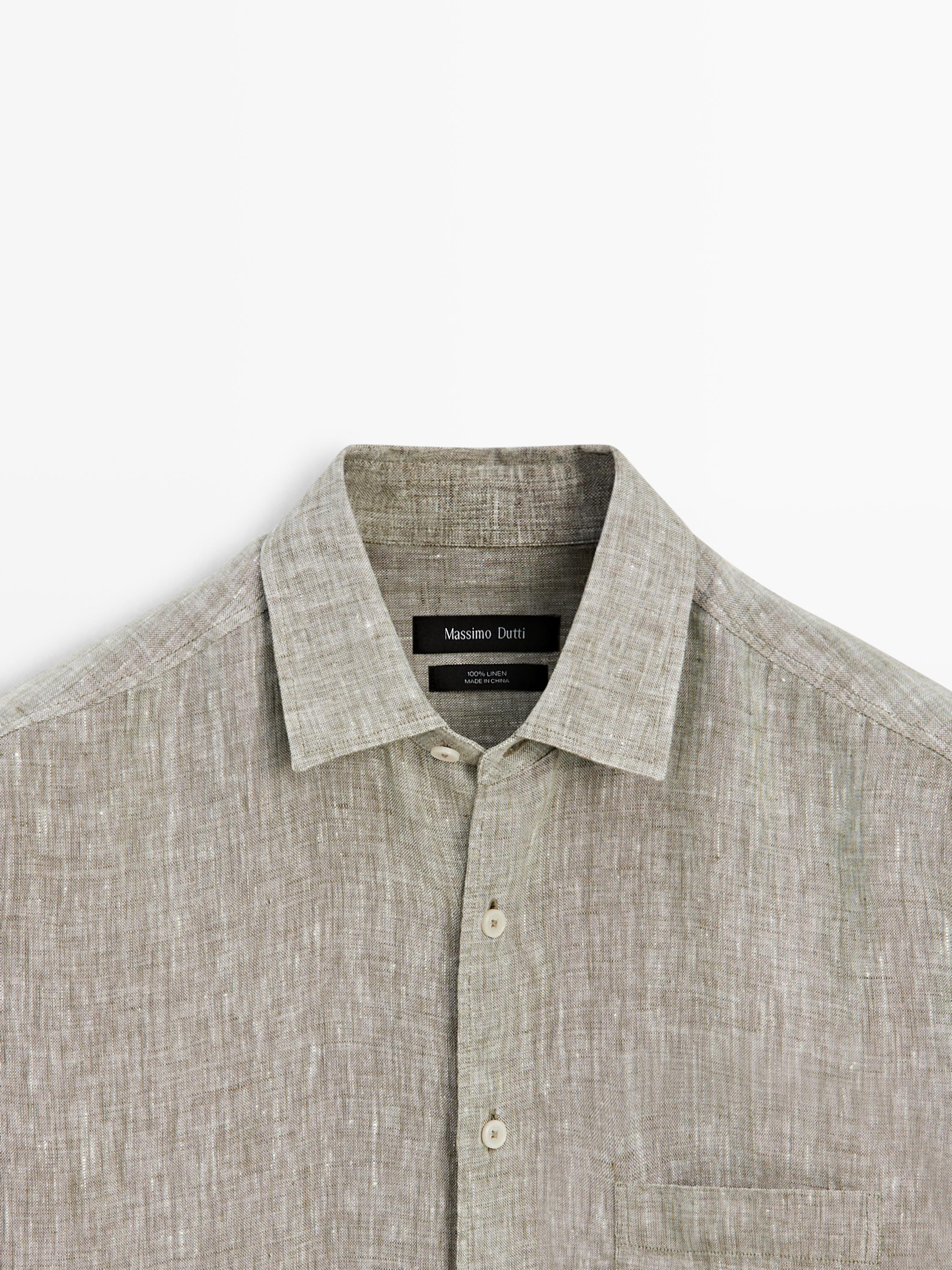 Regular fit linen shirt with pocket